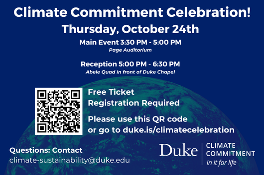 Duke Climate Commitment event flyer and registration link